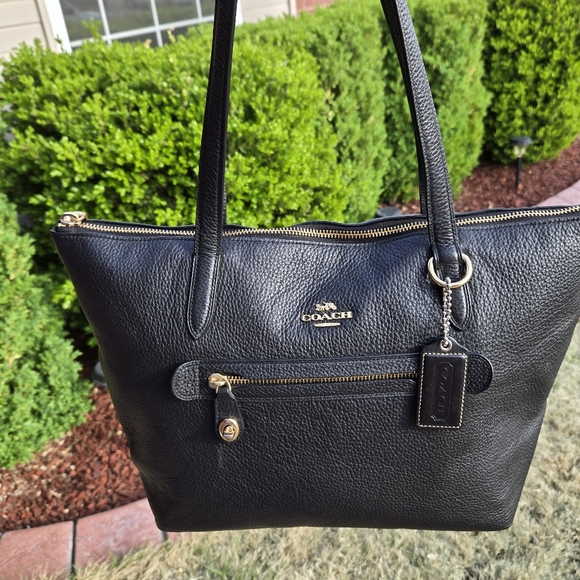 Coach Taylor Black Pebbled Leather Tote - Picture 6 of 10
